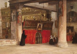 View into the Orthodox Church of Bethlehem by Georg Macco